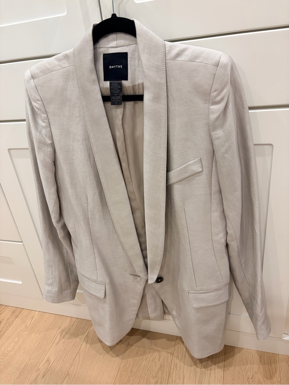 Smythe Neutral Beige Shawl Collar Blazer